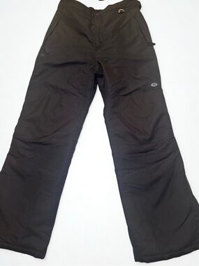 Slalom Men's or UnisexBlack Insulated Snow Pants w/ Full Zip down both sides.